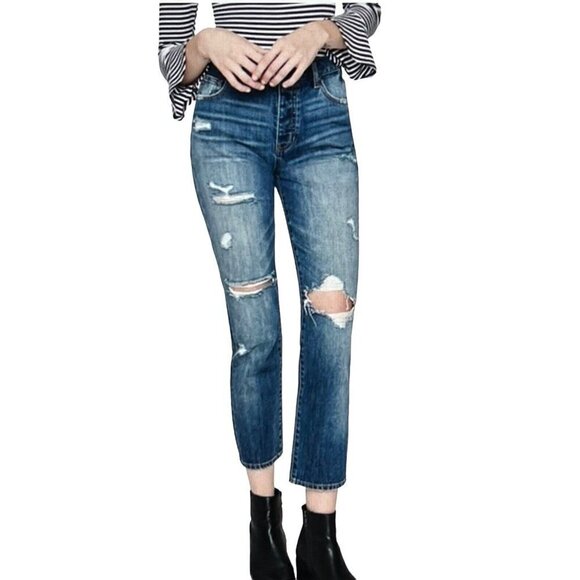PACSUN Garfield High Rise Mom Jeans Women's Size 27 Distressed Button Fly‎ - Picture 1 of 12